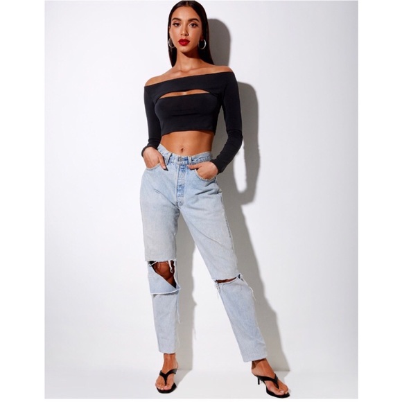 • H P • MOTEL ROCKS LEJA CROP TOP IN POLYCREPE - Picture 3 of 5